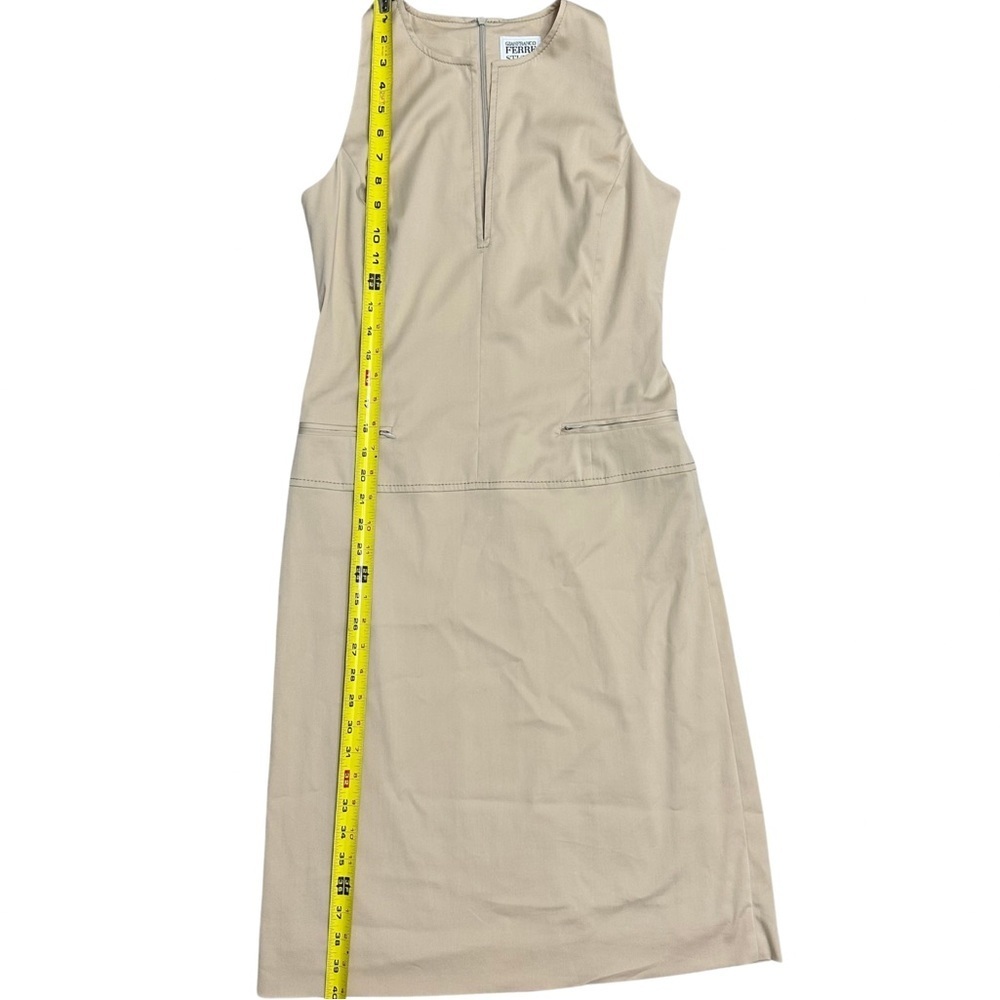 Gianfranco Ferre Studio Sleeveless V-Neck Shift Dress SZ 4 Cream Designer EUC - Picture 7 of 8